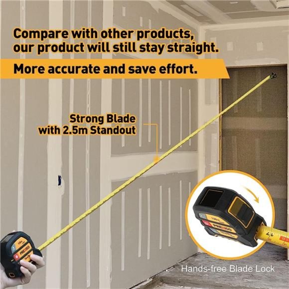 2-in-1 Laser Tape Measure, 135Ft Rechargeable Laser Measurement Tool & 16Ft Tape - Picture 3 of 6